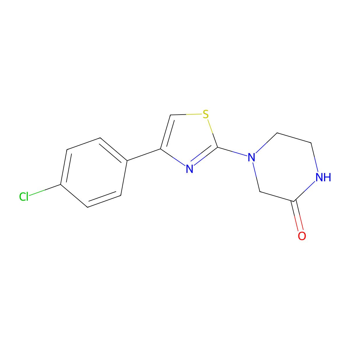 4-[4-(4-Chlorophenyl)-1,3-thiazol-2-yl]piperazin-2-one molecular structure, CAS 446052-37-5