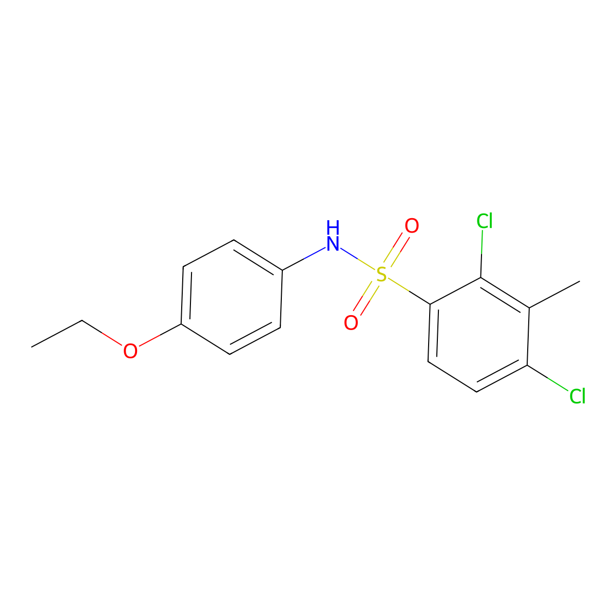 2,4-dichloro-N-(4-ethoxyphenyl)-3-methylbenzenesulfonamide molecular structure, CAS 446052-40-0