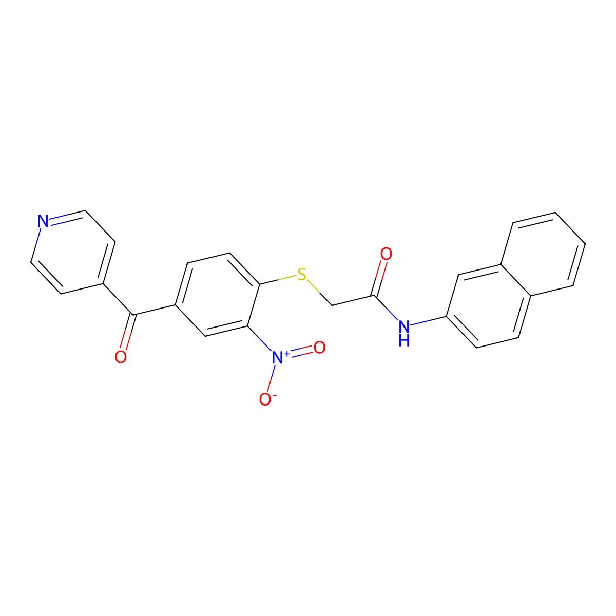 N-naphthalen-2-yl-2-[2-nitro-4-(pyridine-4-carbonyl)phenyl]sulfanylacetamide molecular structure, CAS 446052-55-7