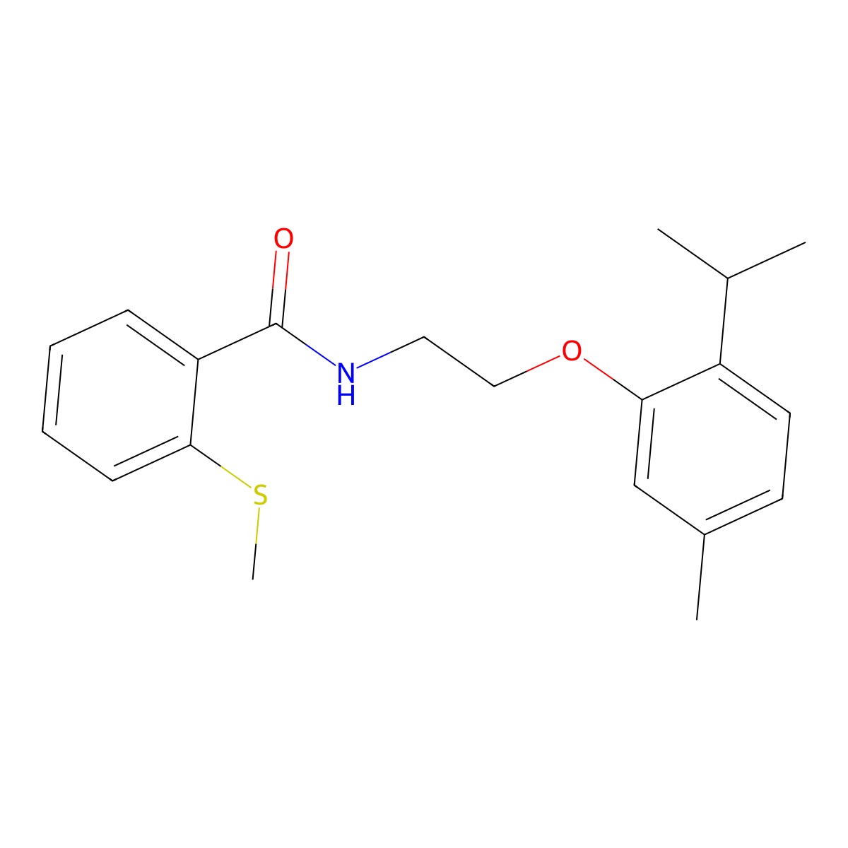 N-[2-(2-Isopropyl-5-methyl-phenoxy)-ethyl]-2-methylsulfanyl-benzamide molecular structure, CAS 446052-56-8