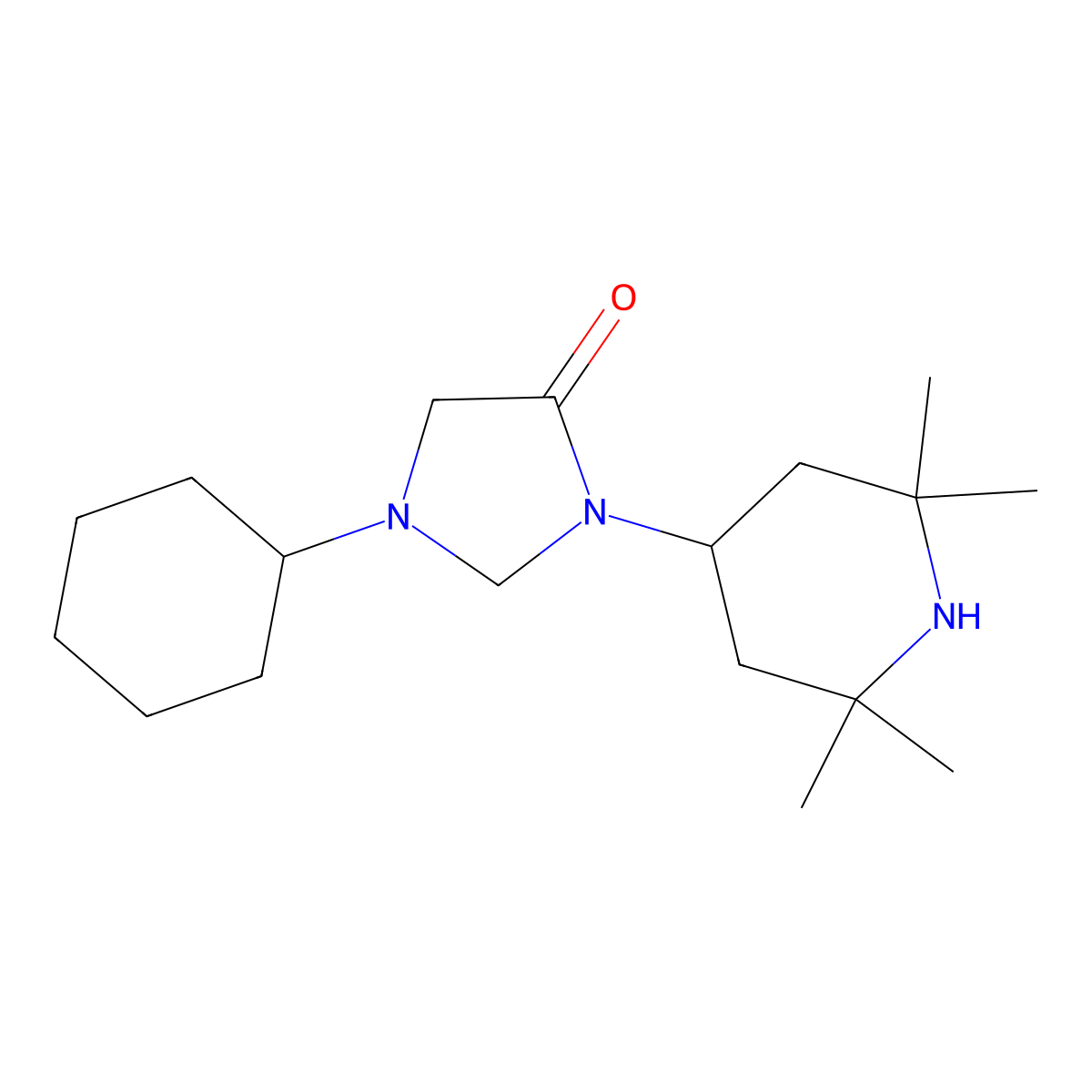 4-Imidazolidinone, 1-cyclohexyl-3-(2,2,6,6-tetramethyl-4-piperidinyl)- molecular structure, CAS 446053-29-8