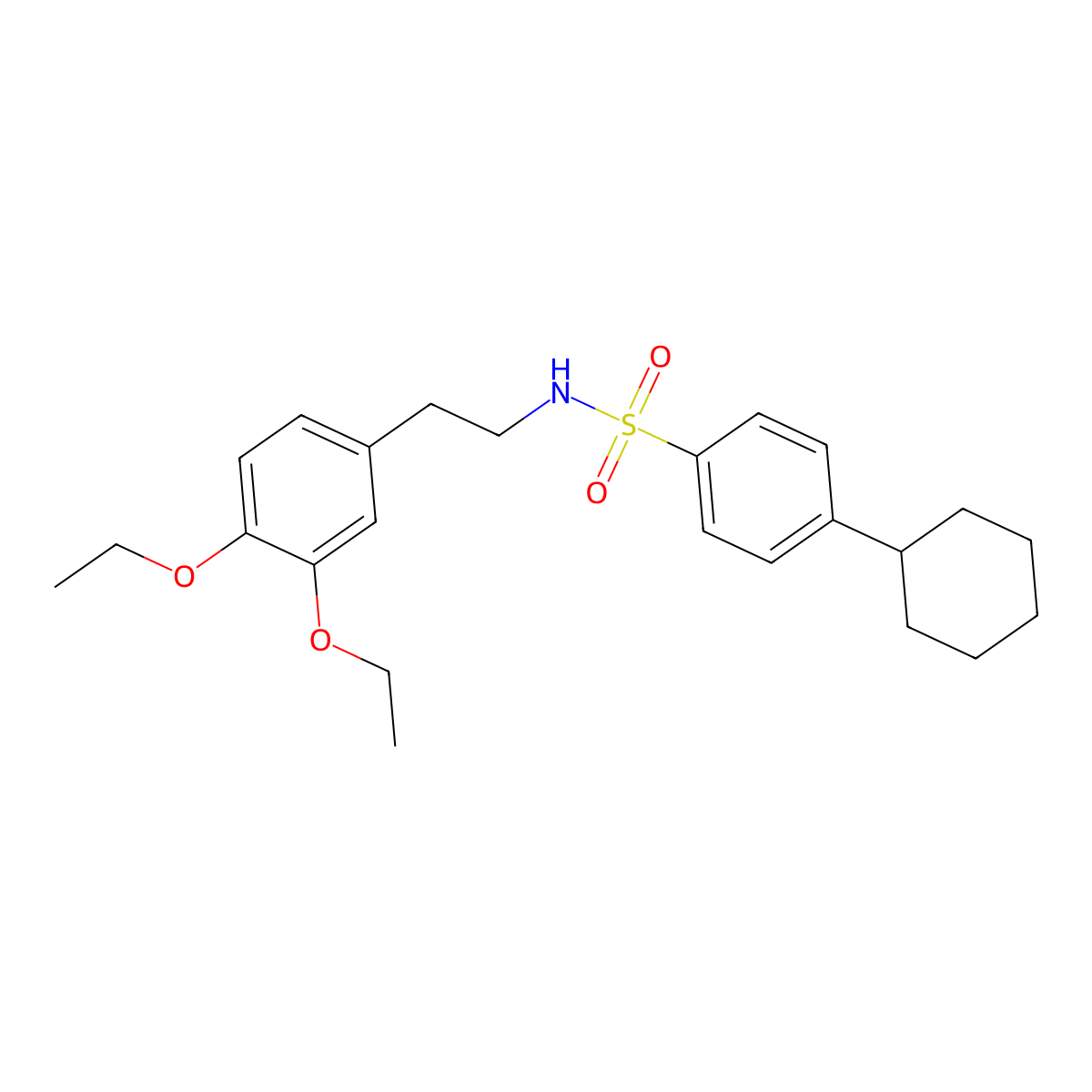 4-cyclohexyl-N-[2-(3,4-diethoxyphenyl)ethyl]benzene-1-sulfonamide molecular structure, CAS 446053-35-6
