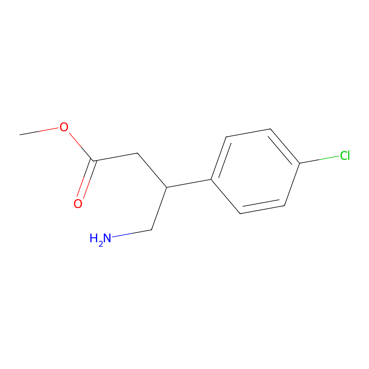Methyl 4-amino-3-(4-chlorophenyl)butanoate molecular structure, CAS 446053-47-0