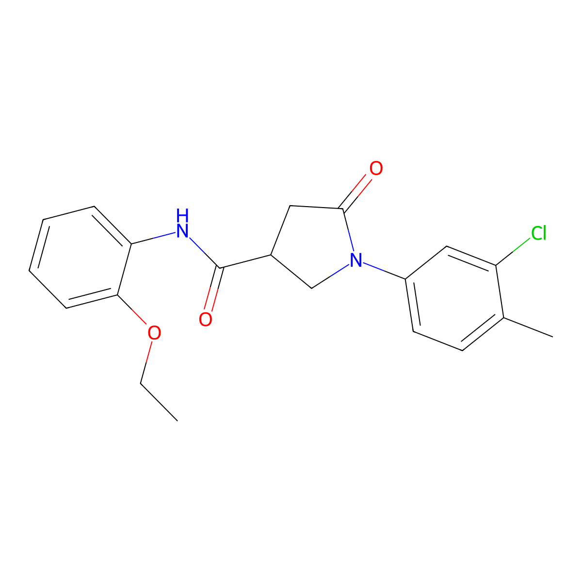 1-(3-chloro-4-methylphenyl)-N-(2-ethoxyphenyl)-5-oxopyrrolidine-3-carboxamide molecular structure, CAS 446053-88-9
