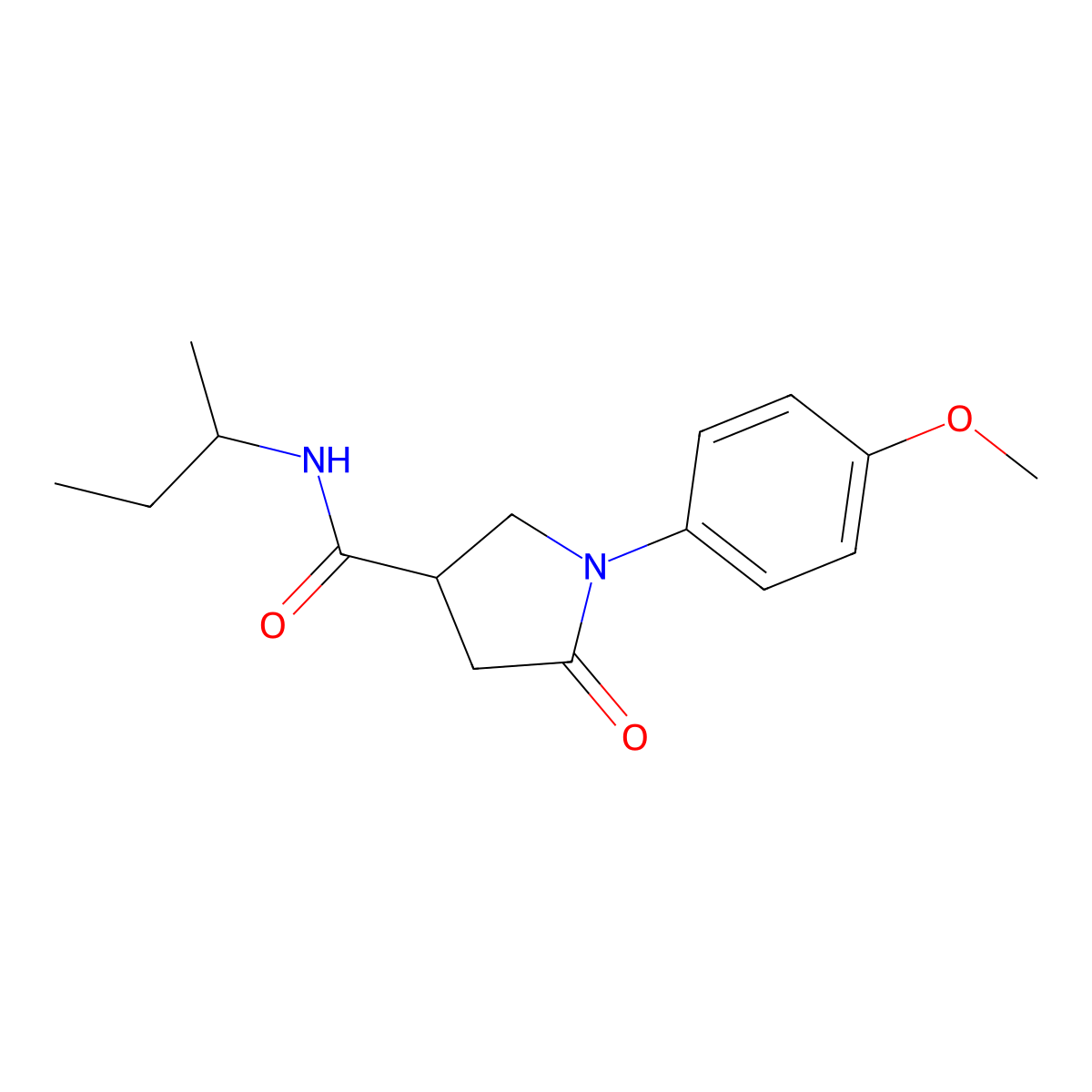 N-butan-2-yl-1-(4-methoxyphenyl)-5-oxopyrrolidine-3-carboxamide molecular structure, CAS 446053-92-5