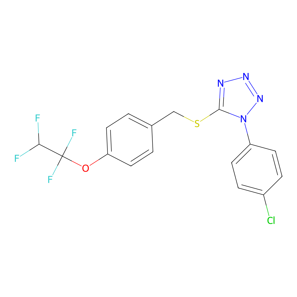 1-(4-Chlorophenyl)-5-[[4-(1,1,2,2-tetrafluoroethoxy)phenyl]methylsulfanyl]tetrazole molecular structure, CAS 446054-15-5