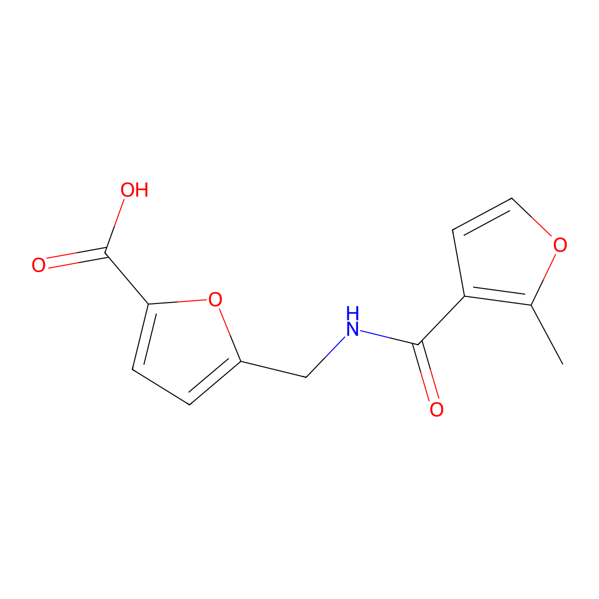 5-{[(2-Methyl-furan-3-carbonyl)-amino]-methyl}-furan-2-carboxylic acid molecular structure, CAS 446054-20-2