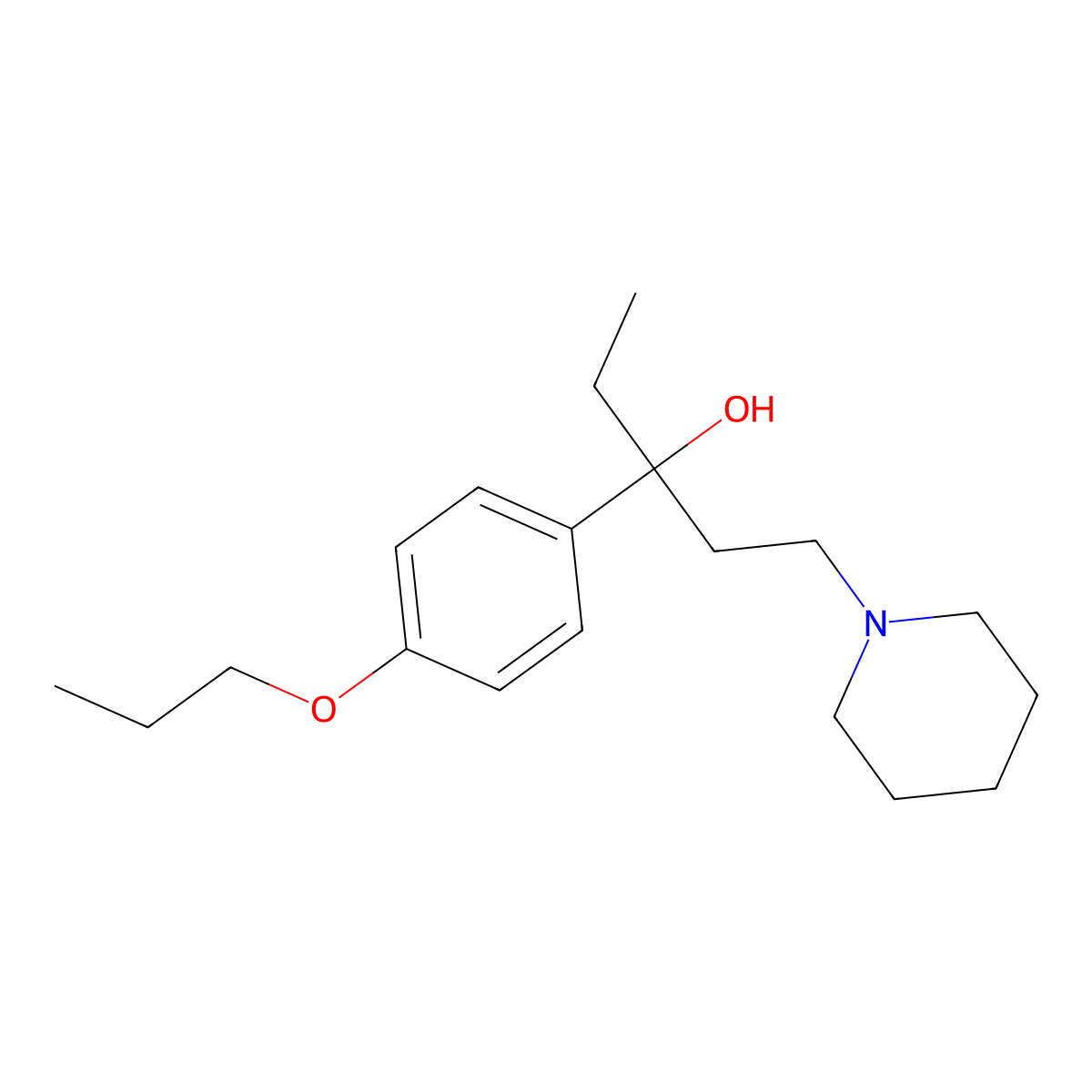 1-(Piperidin-1-yl)-3-(4-propoxyphenyl)pentan-3-ol molecular structure, CAS 446054-28-0