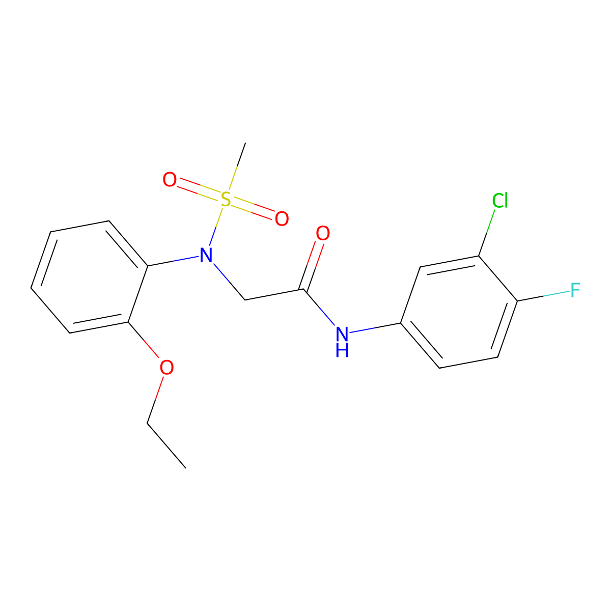 N-(3-chloro-4-fluorophenyl)-2-(2-ethoxy-N-methylsulfonylanilino)acetamide molecular structure, CAS 446056-15-1