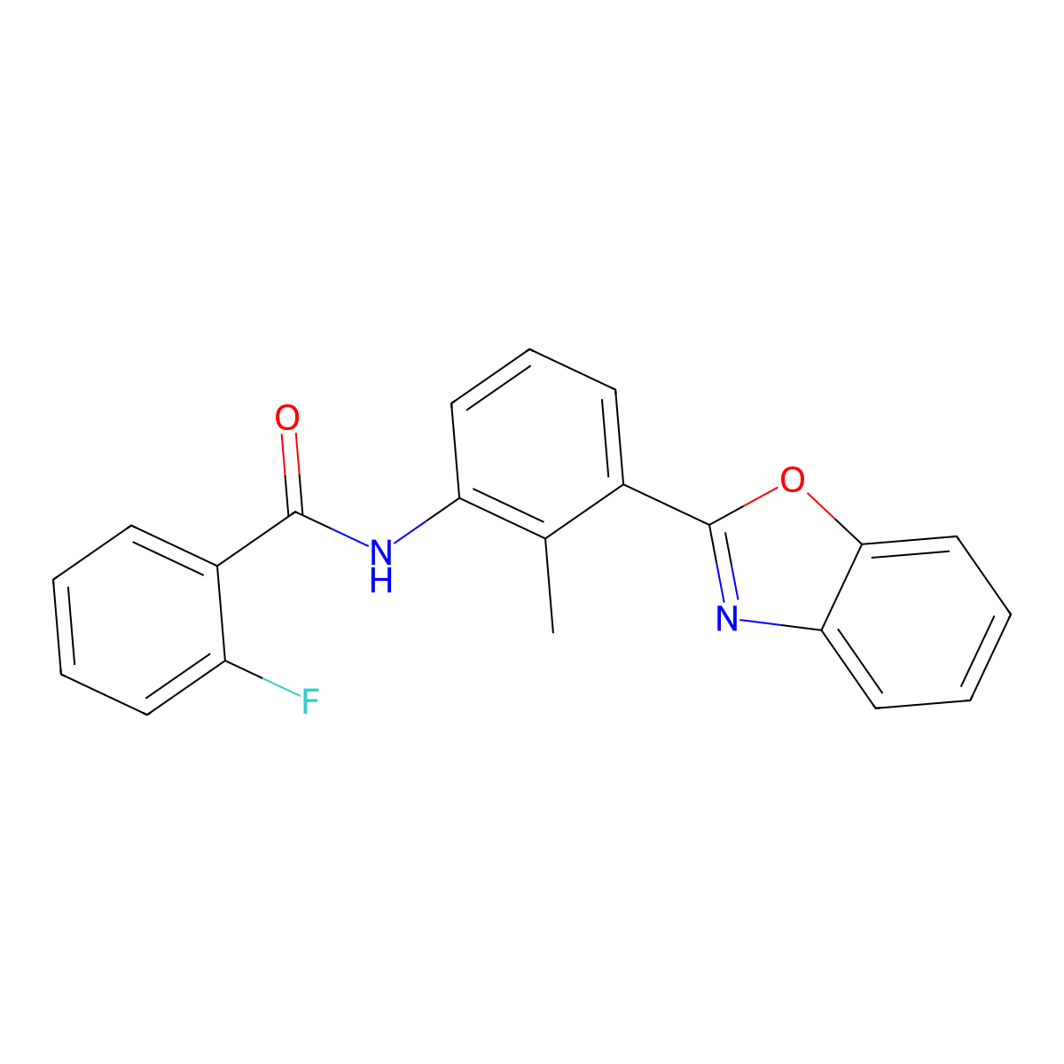 N-[3-(1,3-benzoxazol-2-yl)-2-methylphenyl]-2-fluorobenzamide molecular structure, CAS 446056-29-7