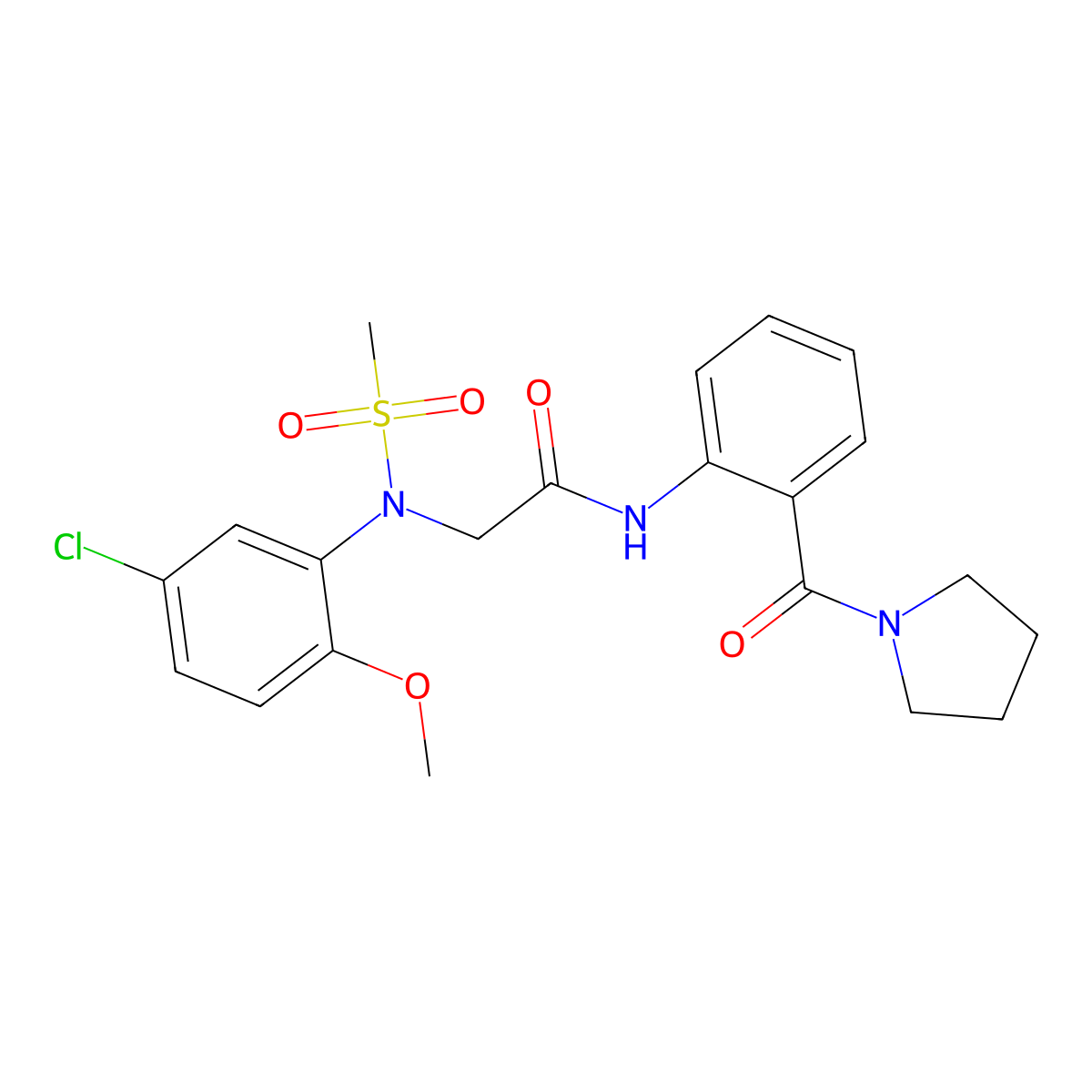 2-(5-chloro-2-methoxy-N-methylsulfonylanilino)-N-[2-(pyrrolidine-1-carbonyl)phenyl]acetamide molecular structure, CAS 446056-79-7