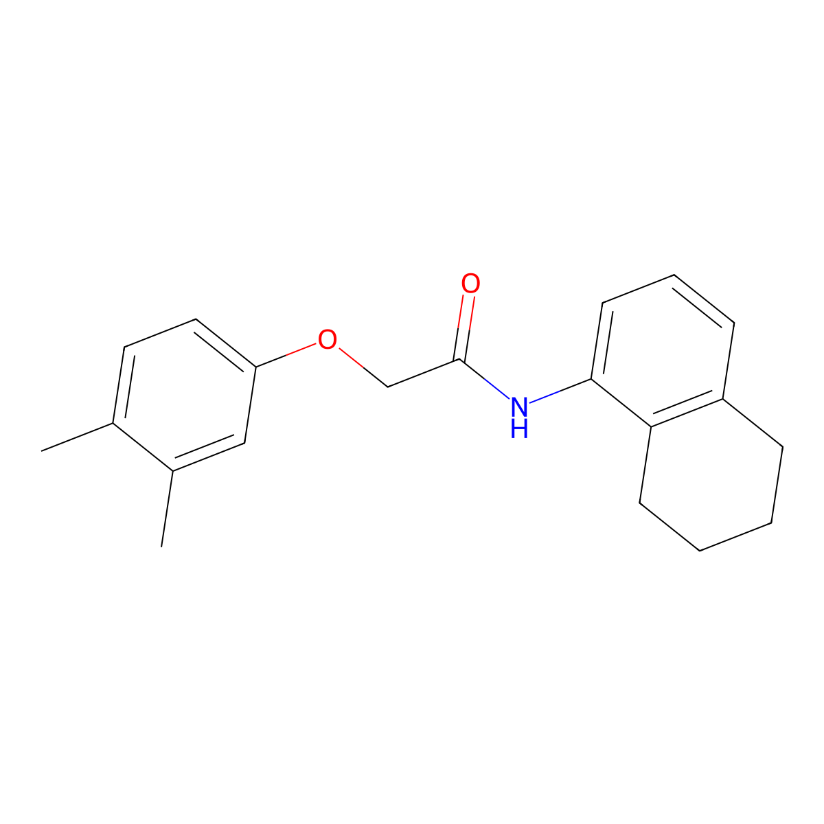 2-(3,4-dimethylphenoxy)-N-(5,6,7,8-tetrahydronaphthalen-1-yl)acetamide molecular structure, CAS 446057-52-9