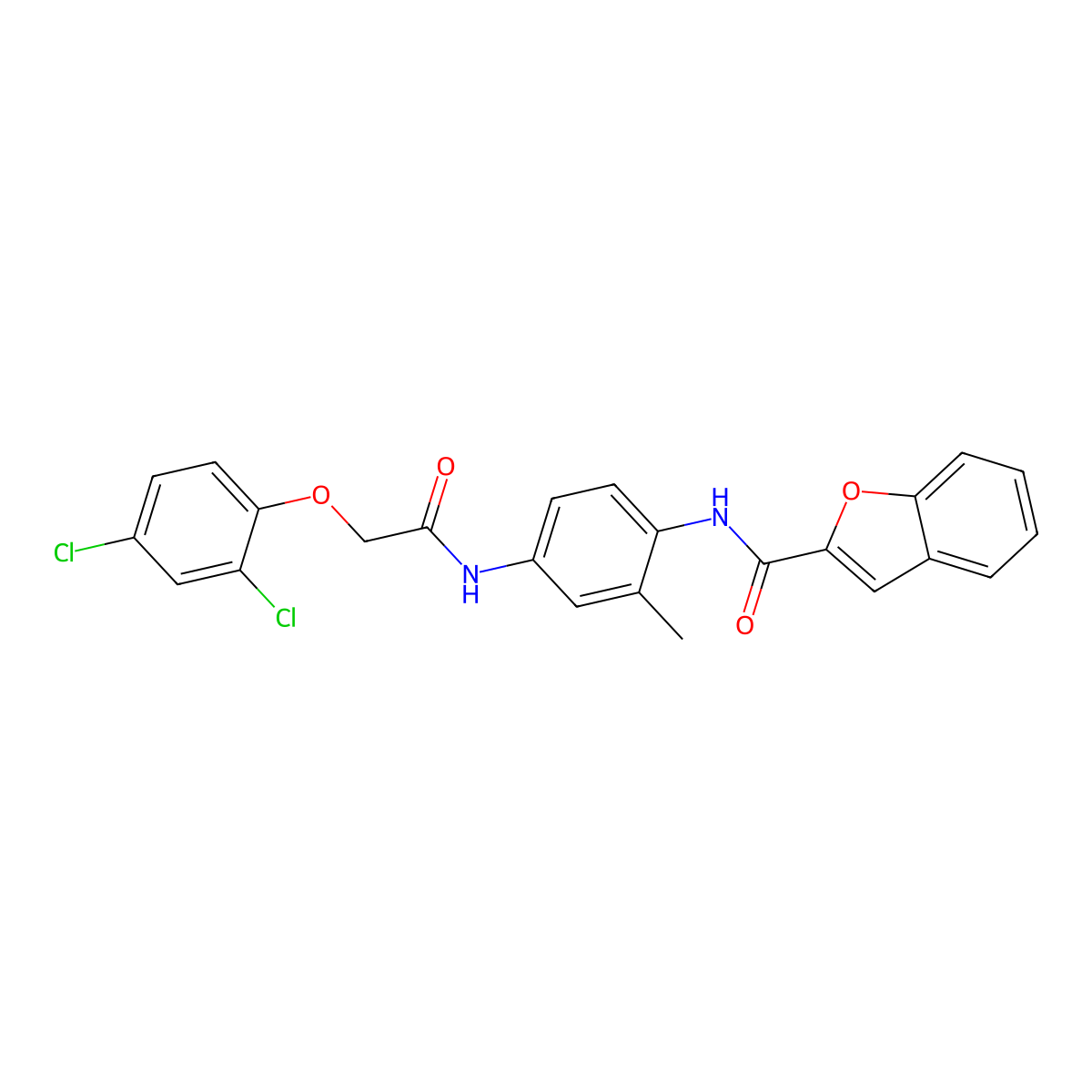 N-(4-{[(2,4-dichlorophenoxy)acetyl]amino}-2-methylphenyl)-1-benzofuran-2-carboxamide molecular structure, CAS 446059-05-8