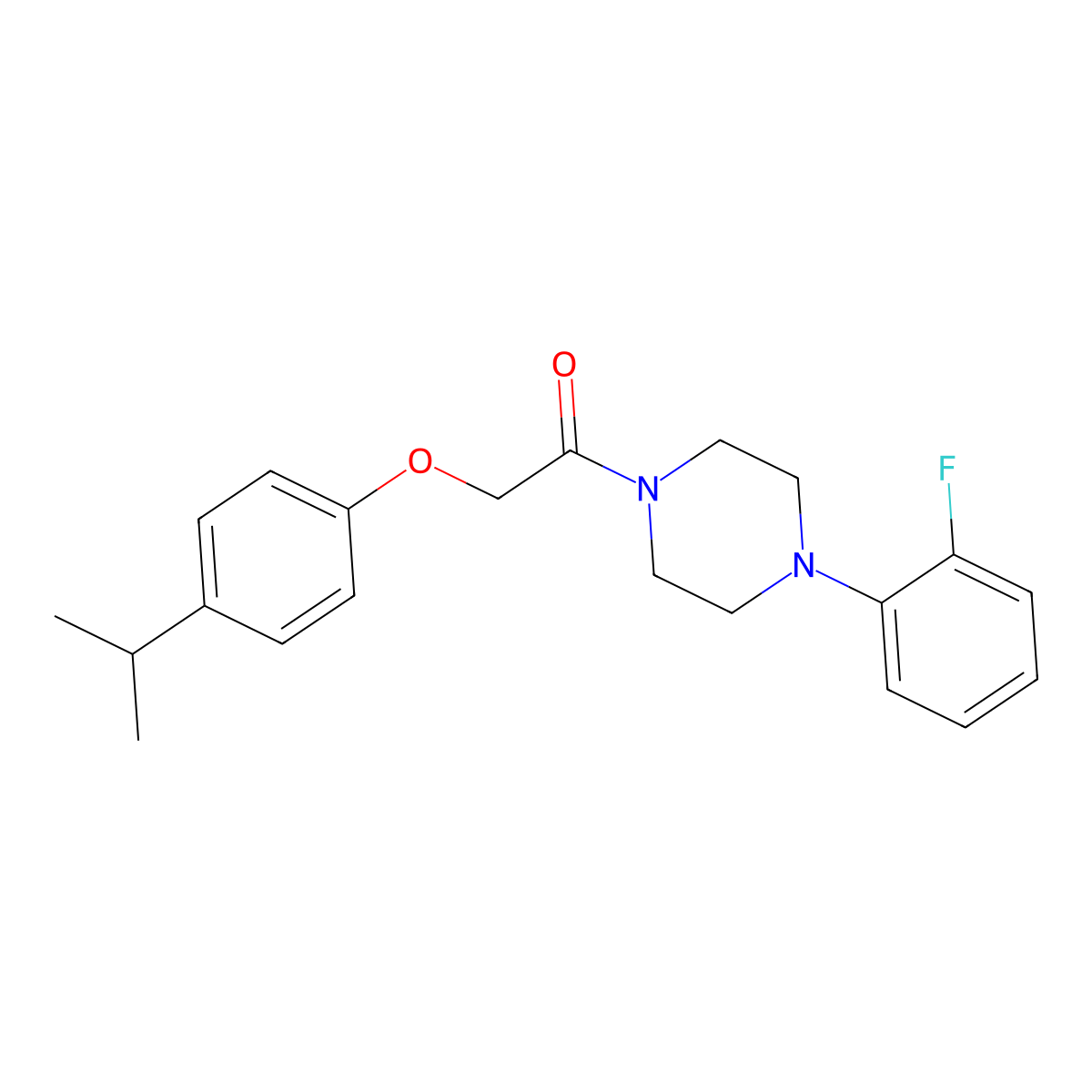 1-[4-(2-Fluorophenyl)piperazin-1-yl]-2-(4-propan-2-ylphenoxy)ethanone molecular structure, CAS 446060-38-4