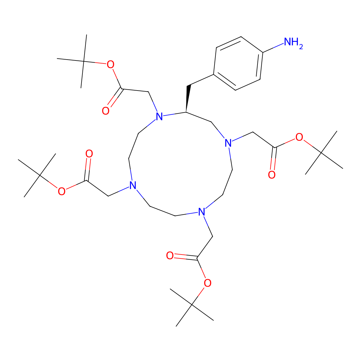 p-NH2-Bn-DOTA-tetra(t-Bu ester) molecular structure, CAS 446061-19-4