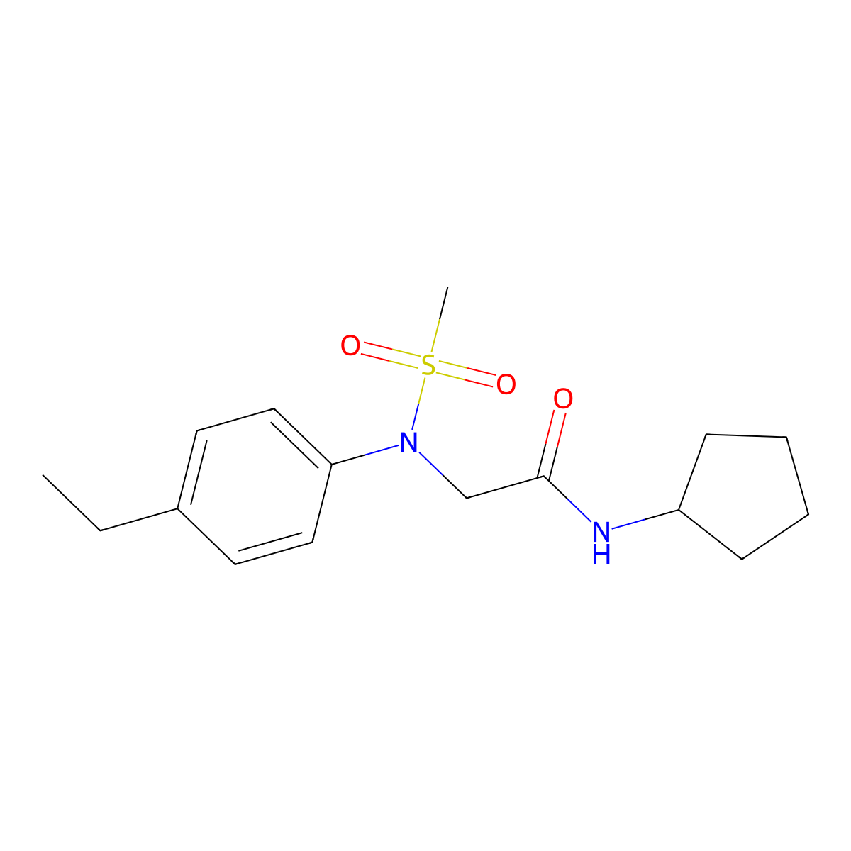 N-cyclopentyl-2-(4-ethyl-N-methylsulfonylanilino)acetamide molecular structure, CAS 446248-66-4