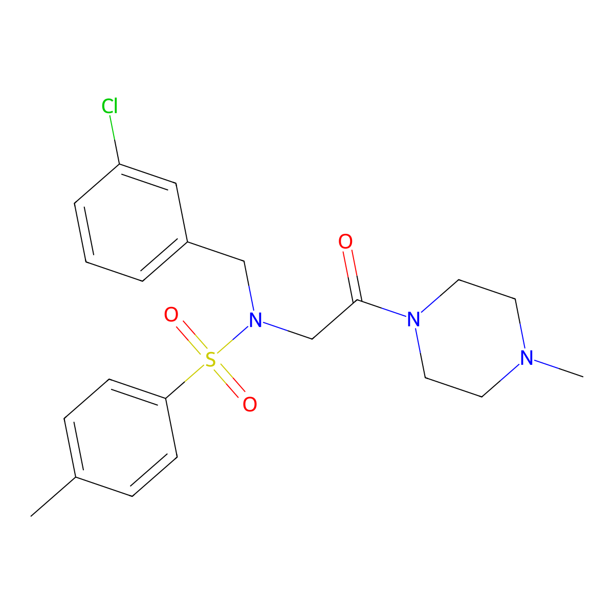 N-[(3-chlorophenyl)methyl]-4-methyl-N-[2-(4-methylpiperazin-1-yl)-2-oxoethyl]benzenesulfonamide molecular structure, CAS 446249-79-2
