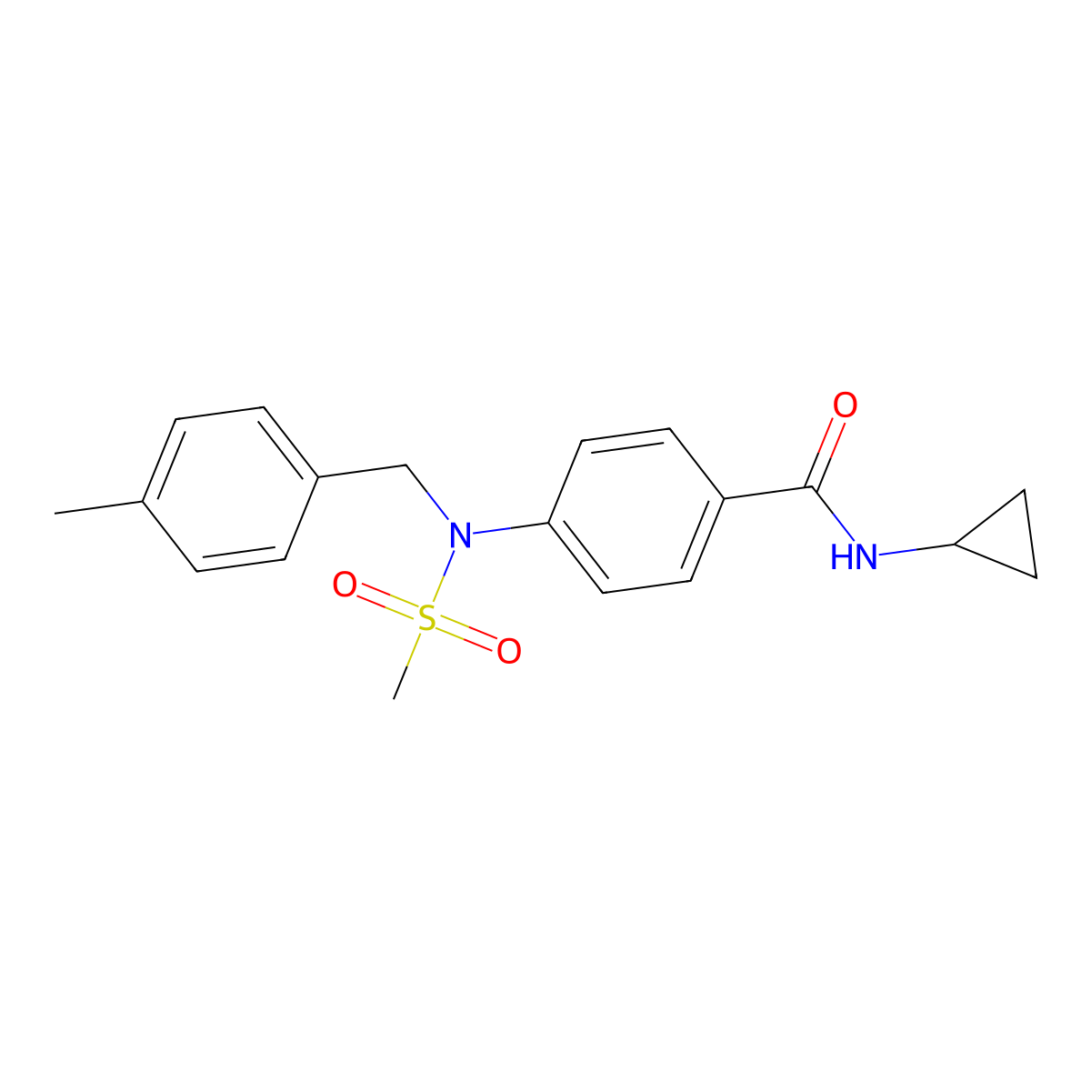 N-cyclopropyl-4-[(4-methylbenzyl)(methylsulfonyl)amino]benzamide molecular structure, CAS 446251-06-5