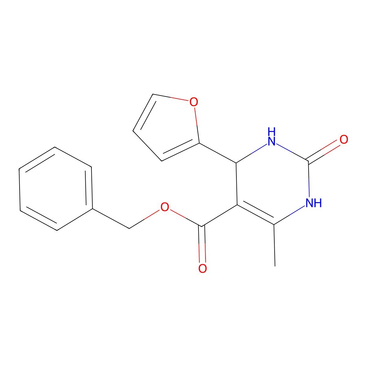 benzyl 4-(furan-2-yl)-6-methyl-2-oxo-3,4-dihydro-1H-pyrimidine-5-carboxylate molecular structure, CAS 446252-24-0