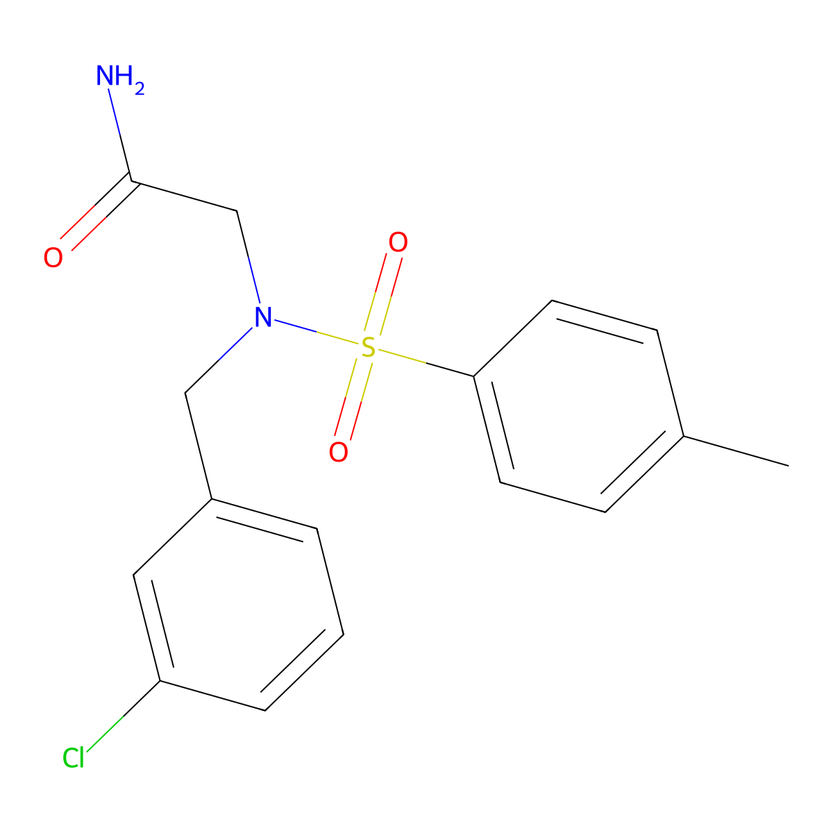 2-[(3-Chlorophenyl)methyl-(4-methylphenyl)sulfonylamino]acetamide molecular structure, CAS 446259-81-0