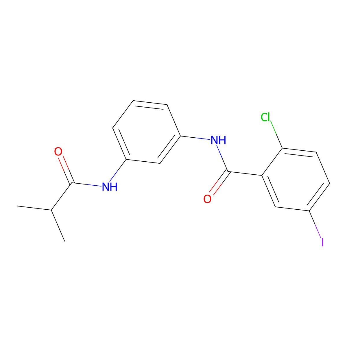 2-chloro-5-iodo-N-[3-(2-methylpropanoylamino)phenyl]benzamide molecular structure, CAS 446261-64-9