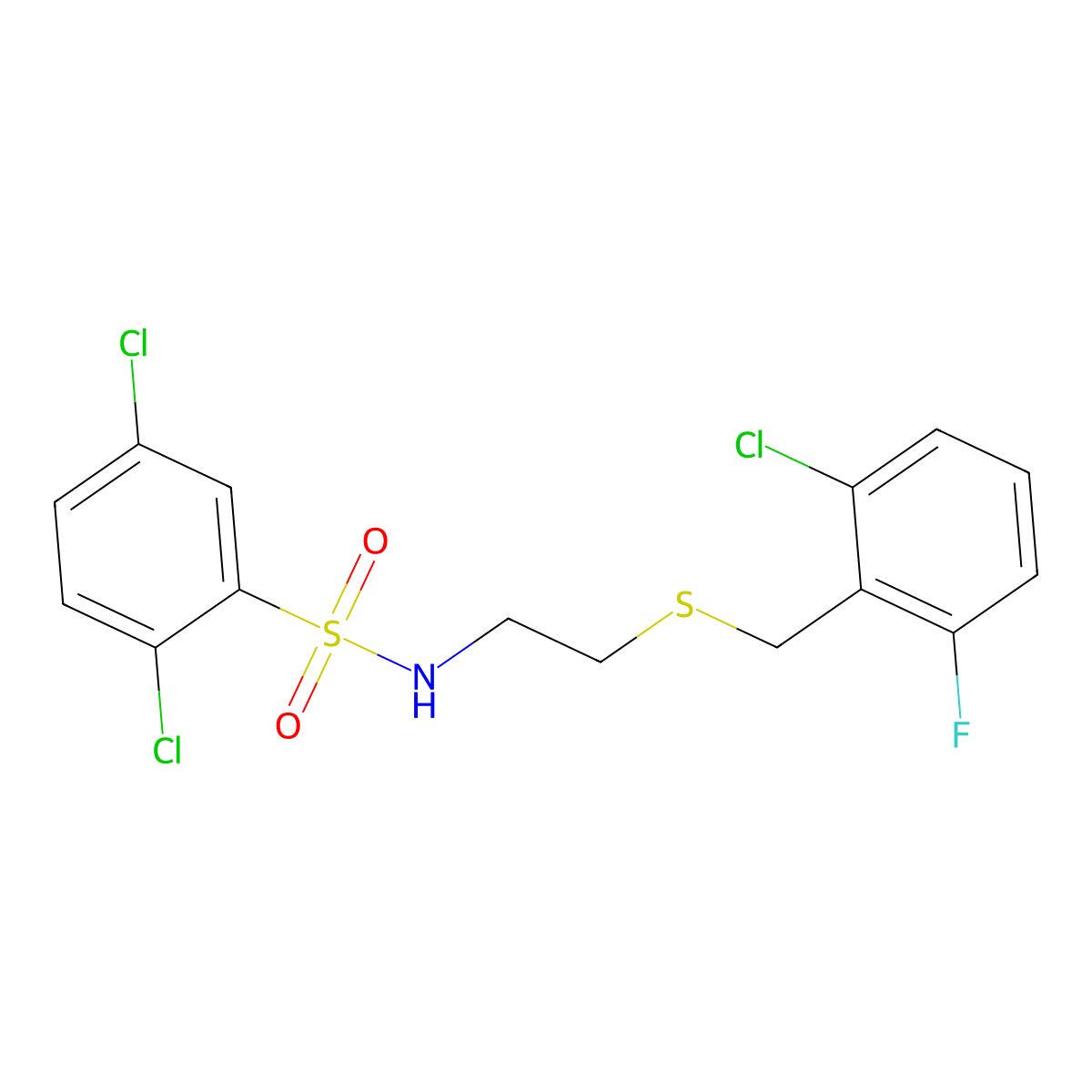 2,5-dichloro-N-{2-[(2-chloro-6-fluorobenzyl)sulfanyl]ethyl}benzenesulfonamide molecular structure, CAS 446261-79-6