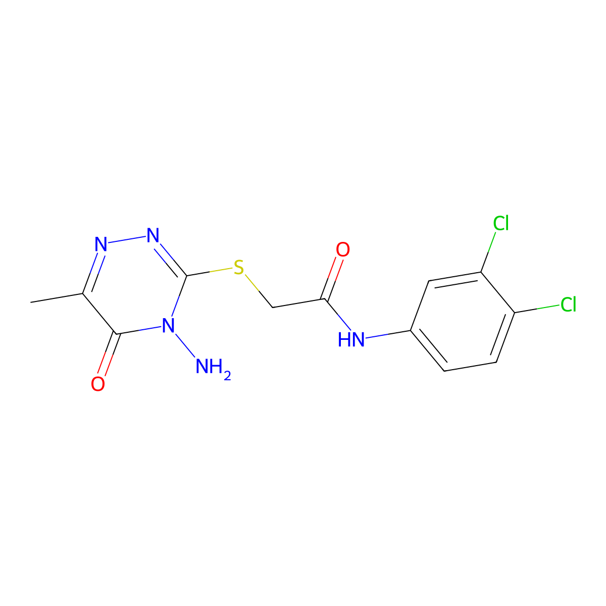 2-[(4-amino-6-methyl-5-oxo-4,5-dihydro-1,2,4-triazin-3-yl)sulfanyl]-N-(3,4-dichlorophenyl)acetamide molecular structure, CAS 446266-78-0