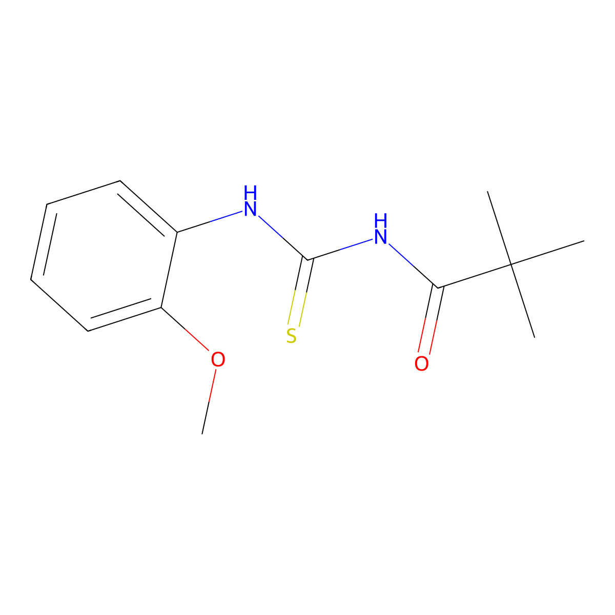 N-[(2-methoxyphenyl)carbamothioyl]-2,2-dimethylpropanamide molecular structure, CAS 446267-28-3