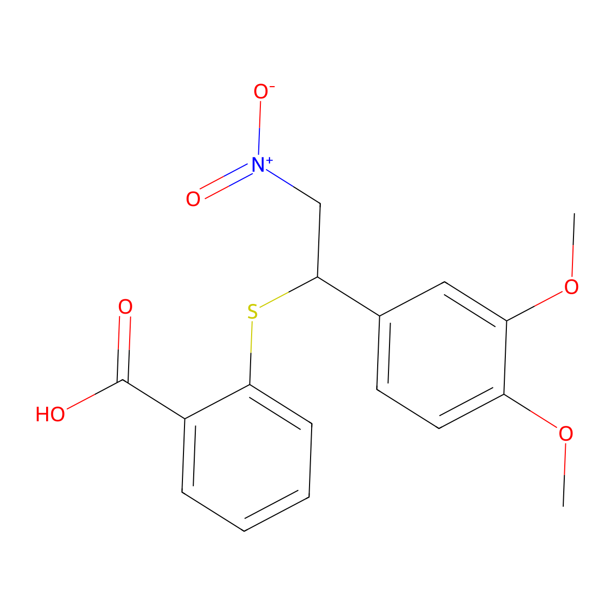 2-[1-(3,4-Dimethoxyphenyl)-2-nitroethyl]sulfanylbenzoic acid molecular structure, CAS 446269-66-5