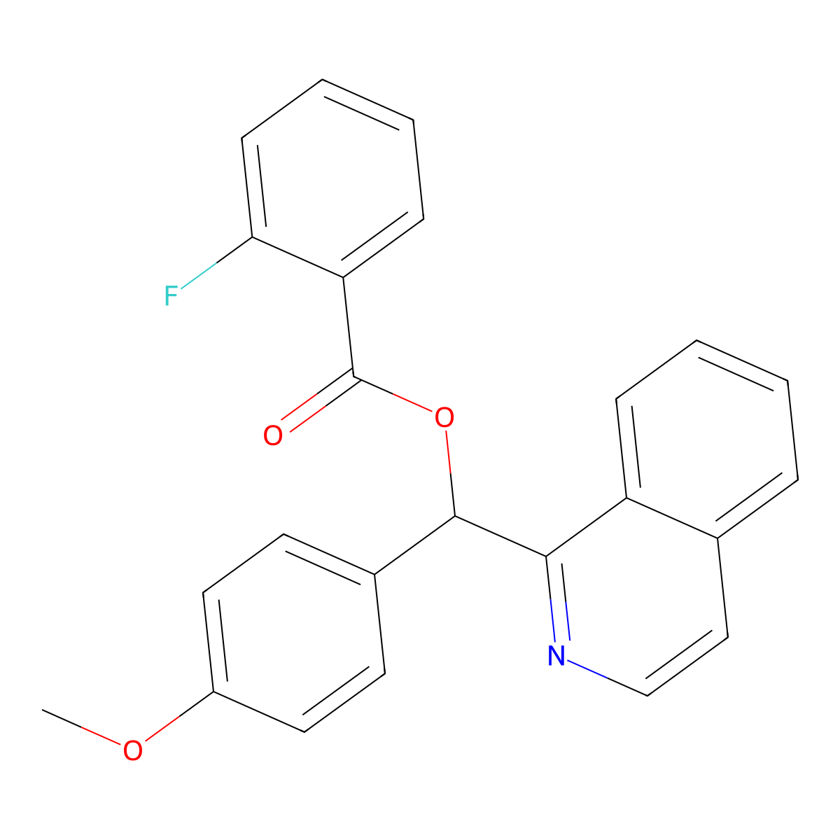 Isoquinolin-1-yl(4-methoxyphenyl)methyl 2-fluorobenzoate molecular structure, CAS 446269-99-4