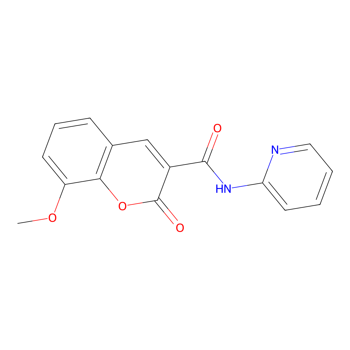 8-methoxy-2-oxo-N-(pyridin-2-yl)-2H-chromene-3-carboxamide molecular structure, CAS 446270-03-7