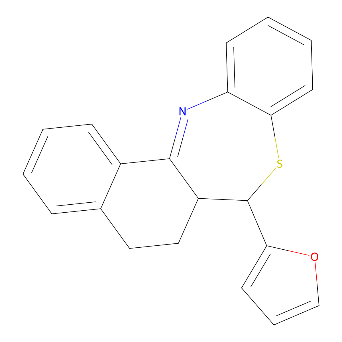 10-(Furan-2-yl)-9-thia-2-azatetracyclo[9.8.0.0^{3,8}.0^{14,19}]nonadeca-1,3(8),4,6,14(19),15,17-heptaene molecular structure, CAS 446270-15-1