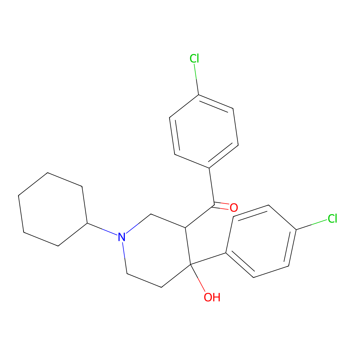 3-(4-Chlorobenzoyl)-4-(4-chlorophenyl)-1-cyclohexylpiperidin-4-ol molecular structure, CAS 446270-21-9