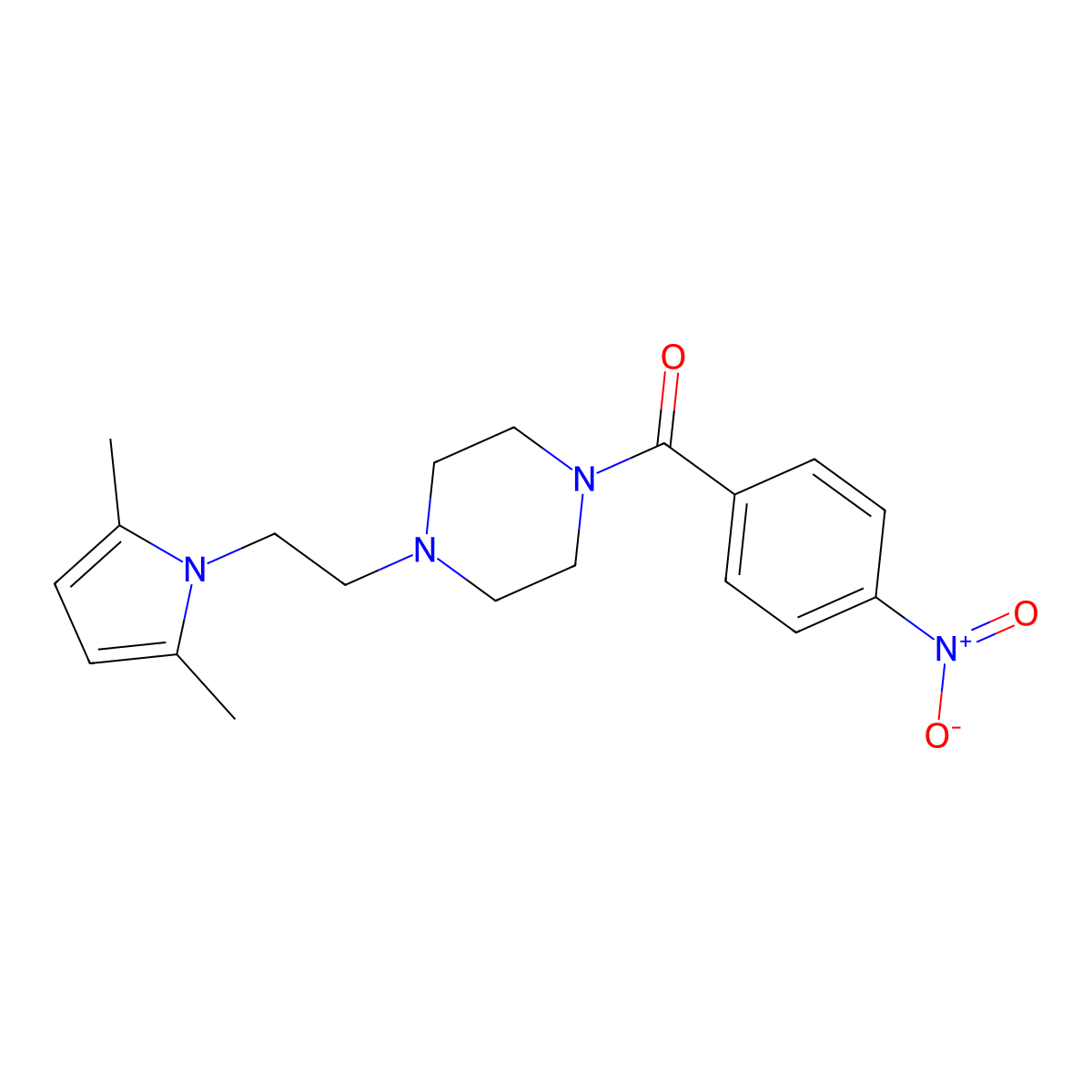 [4-[2-(2,5-Dimethylpyrrol-1-yl)ethyl]piperazin-1-yl]-(4-nitrophenyl)methanone molecular structure, CAS 446270-38-8