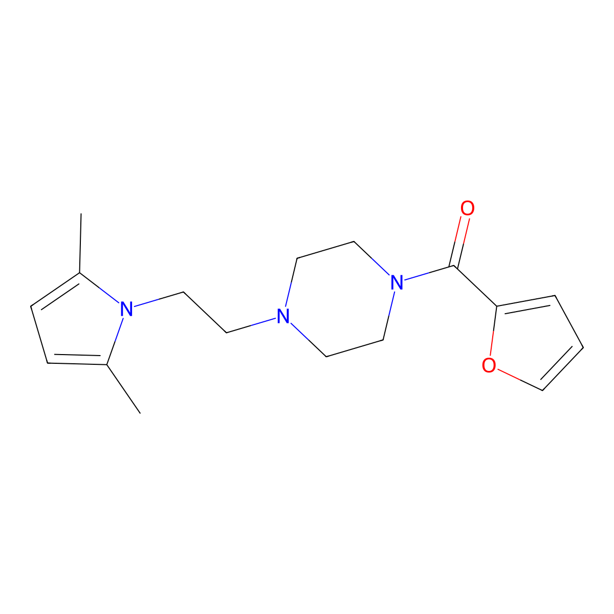 (4-(2-(2,5-dimethyl-1H-pyrrol-1-yl)ethyl)piperazin-1-yl)(furan-2-yl)methanone molecular structure, CAS 446270-48-0