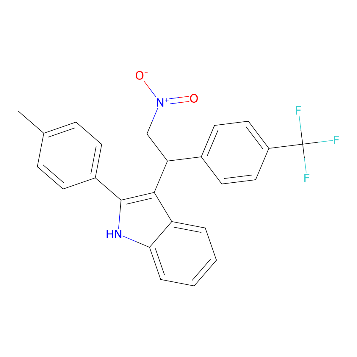 3-(2-nitro-1-(4-(trifluoromethyl)phenyl)ethyl)-2-(p-tolyl)-1H-indole molecular structure, CAS 446270-67-3