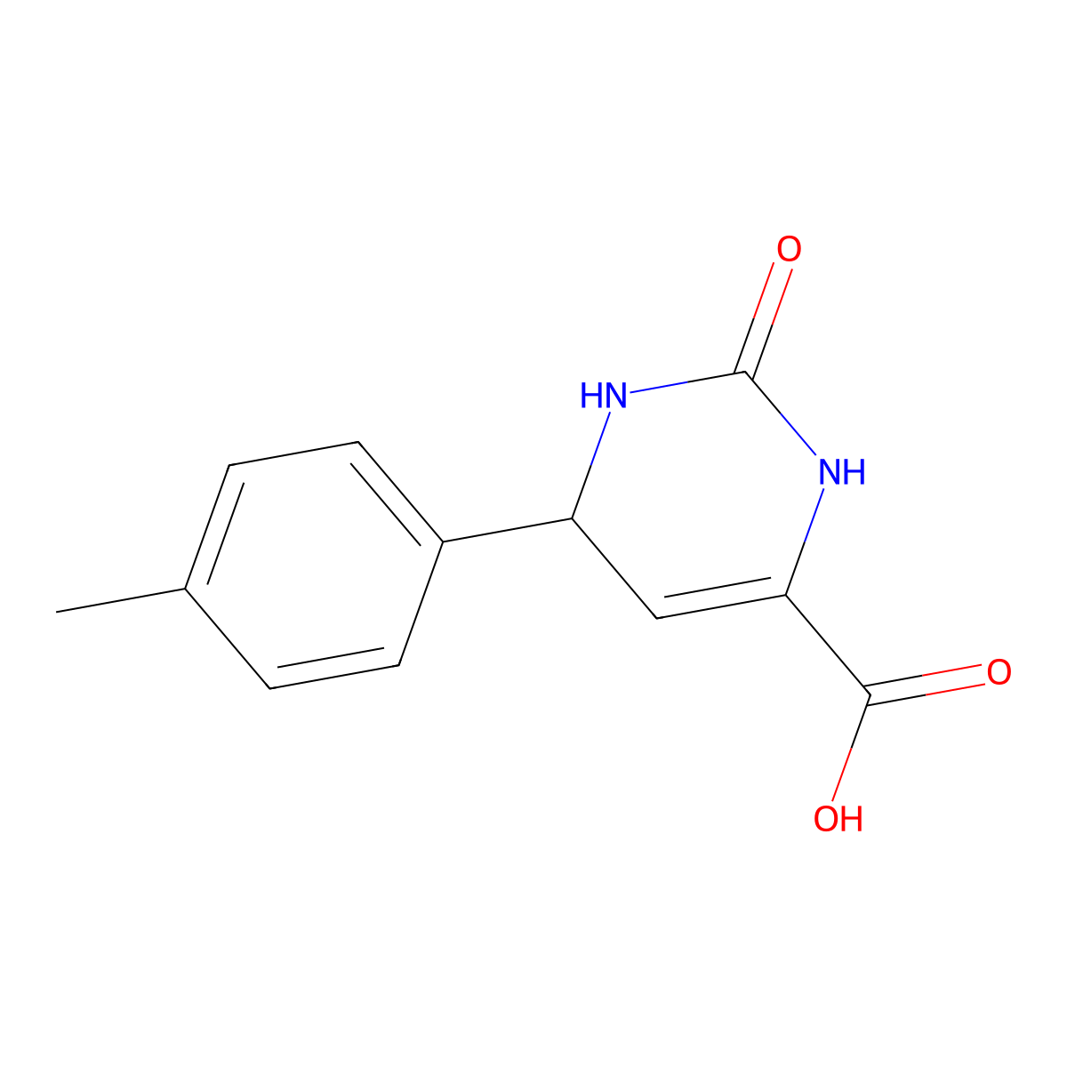 6-(4-Methylphenyl)-2-oxo-1,2,3,6-tetrahydro-4-pyrimidinecarboxylic acid molecular structure, CAS 446275-91-8