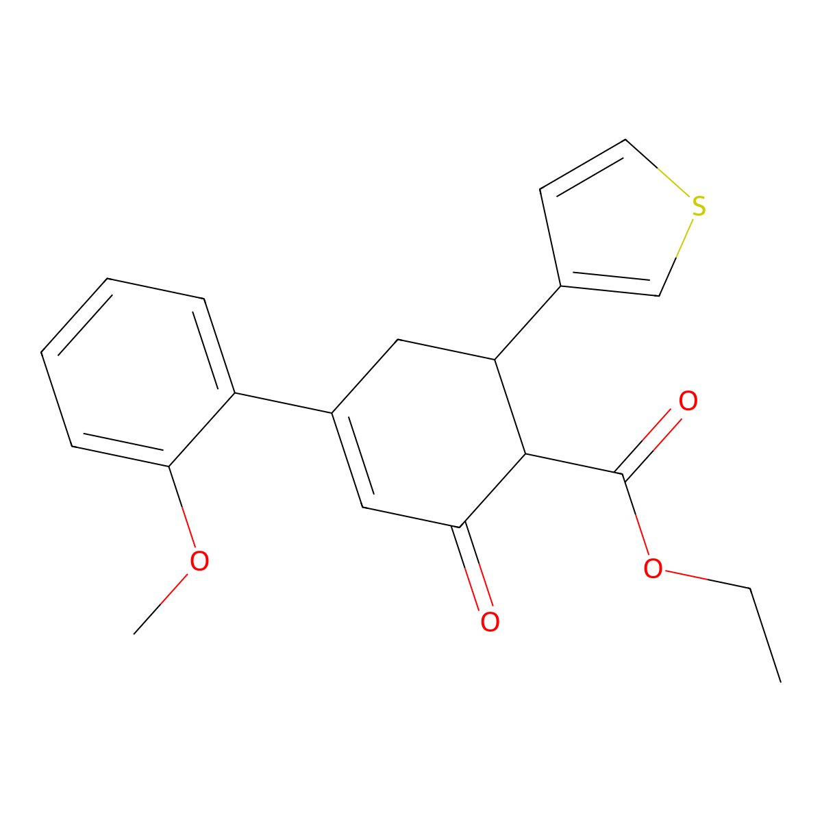 Ethyl 4-(2-methoxyphenyl)-2-oxo-6-(3-thienyl)-3-cyclohexene-1-carboxylate molecular structure, CAS 446275-96-3