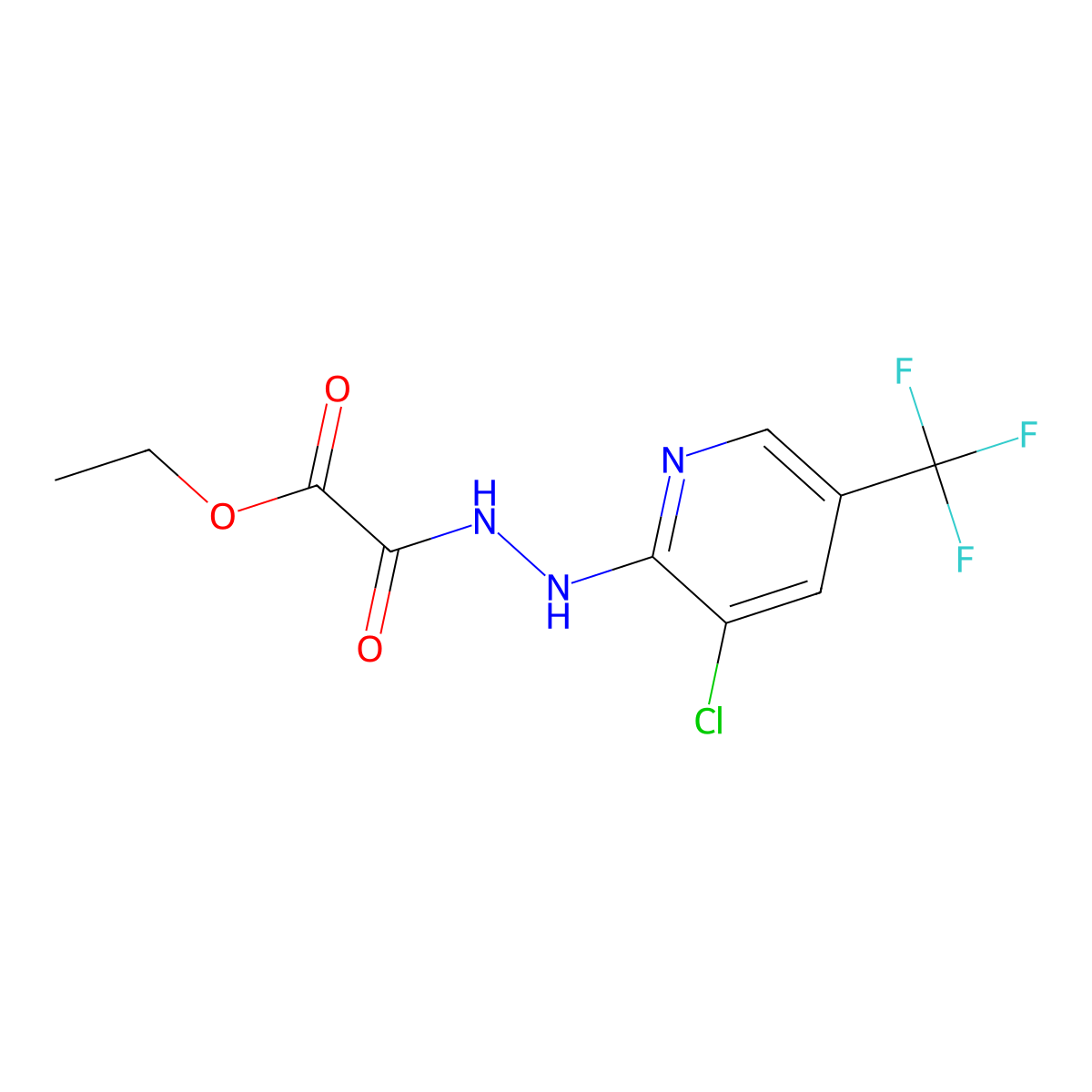 Ethyl 2-{2-[3-chloro-5-(trifluoromethyl)-2-pyridinyl]hydrazino}-2-oxoacetate molecular structure, CAS 446276-05-7
