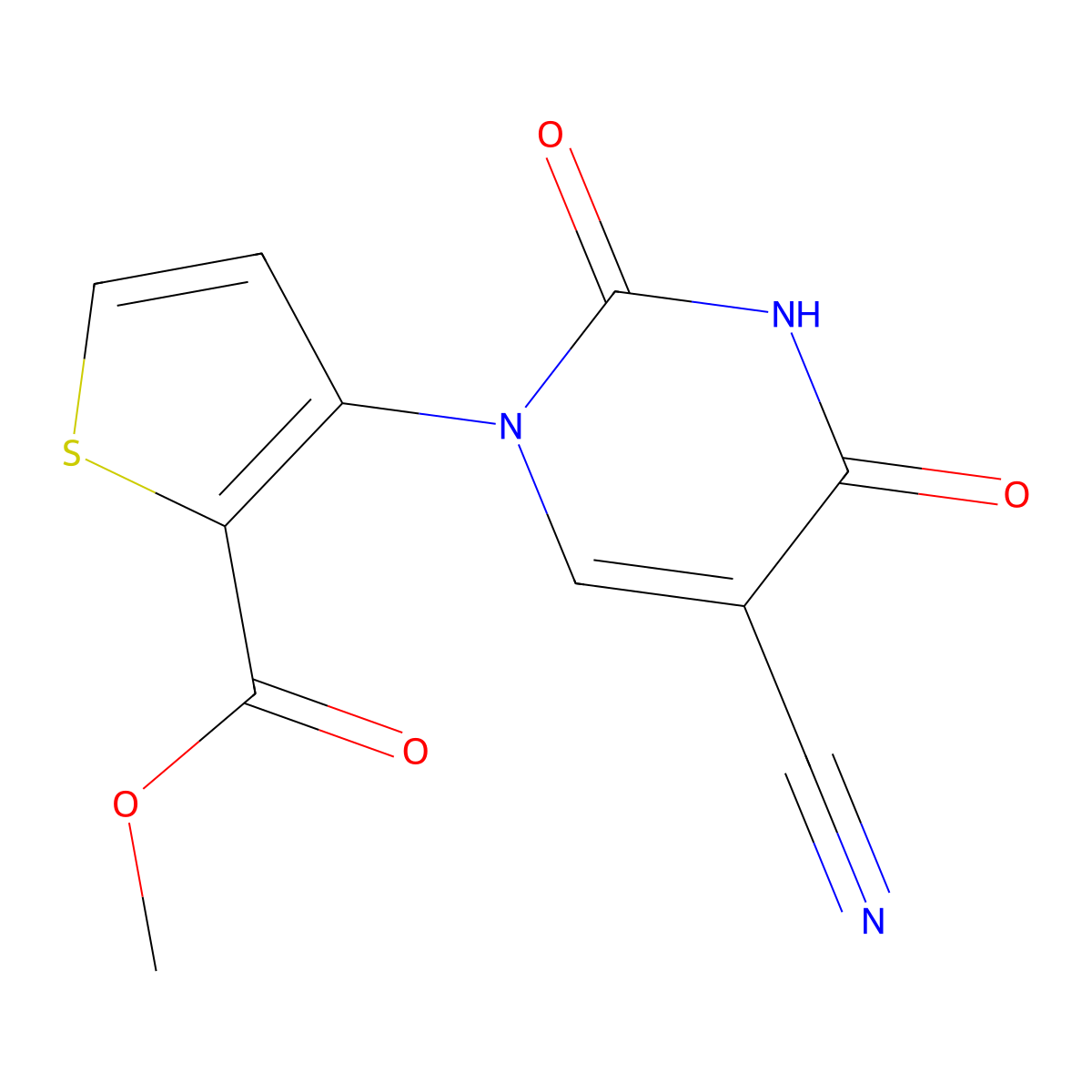 methyl 3-[5-cyano-2,4-dioxo-3,4-dihydro-1(2H)-pyrimidinyl]-2-thiophenecarboxylate molecular structure, CAS 446276-11-5