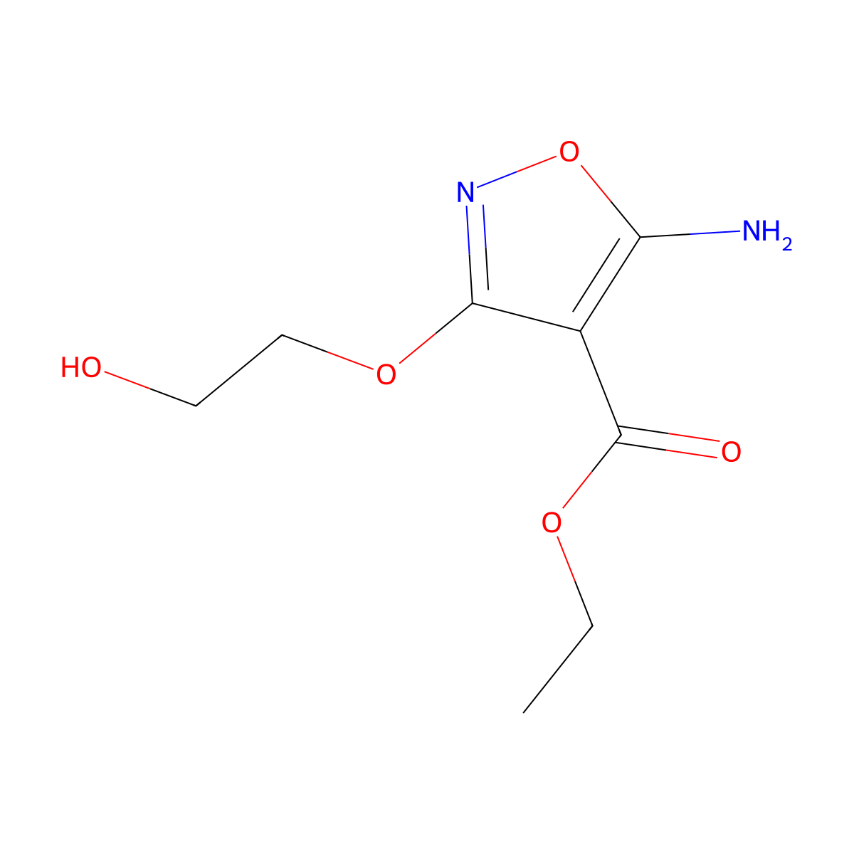 Ethyl 5-amino-3-(2-hydroxyethoxy)-4-isoxazolecarboxylate molecular structure, CAS 446276-12-6