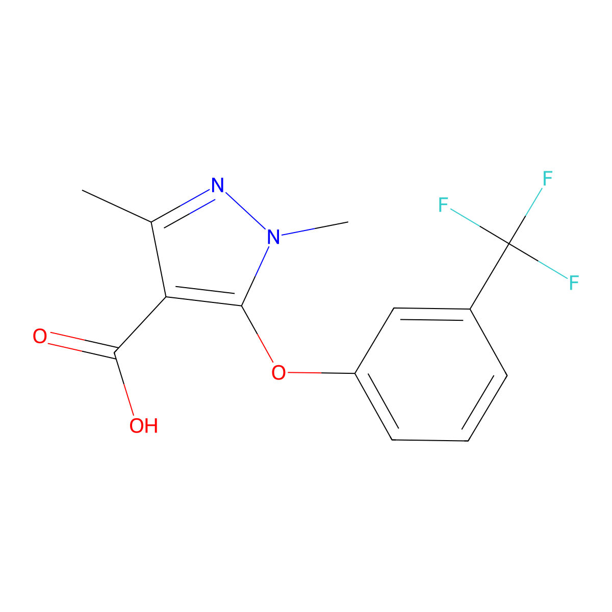 1,3-Dimethyl-5-[3-(trifluoromethyl)phenoxy]-1H-pyrazole-4-carboxylic acid molecular structure, CAS 446276-23-9