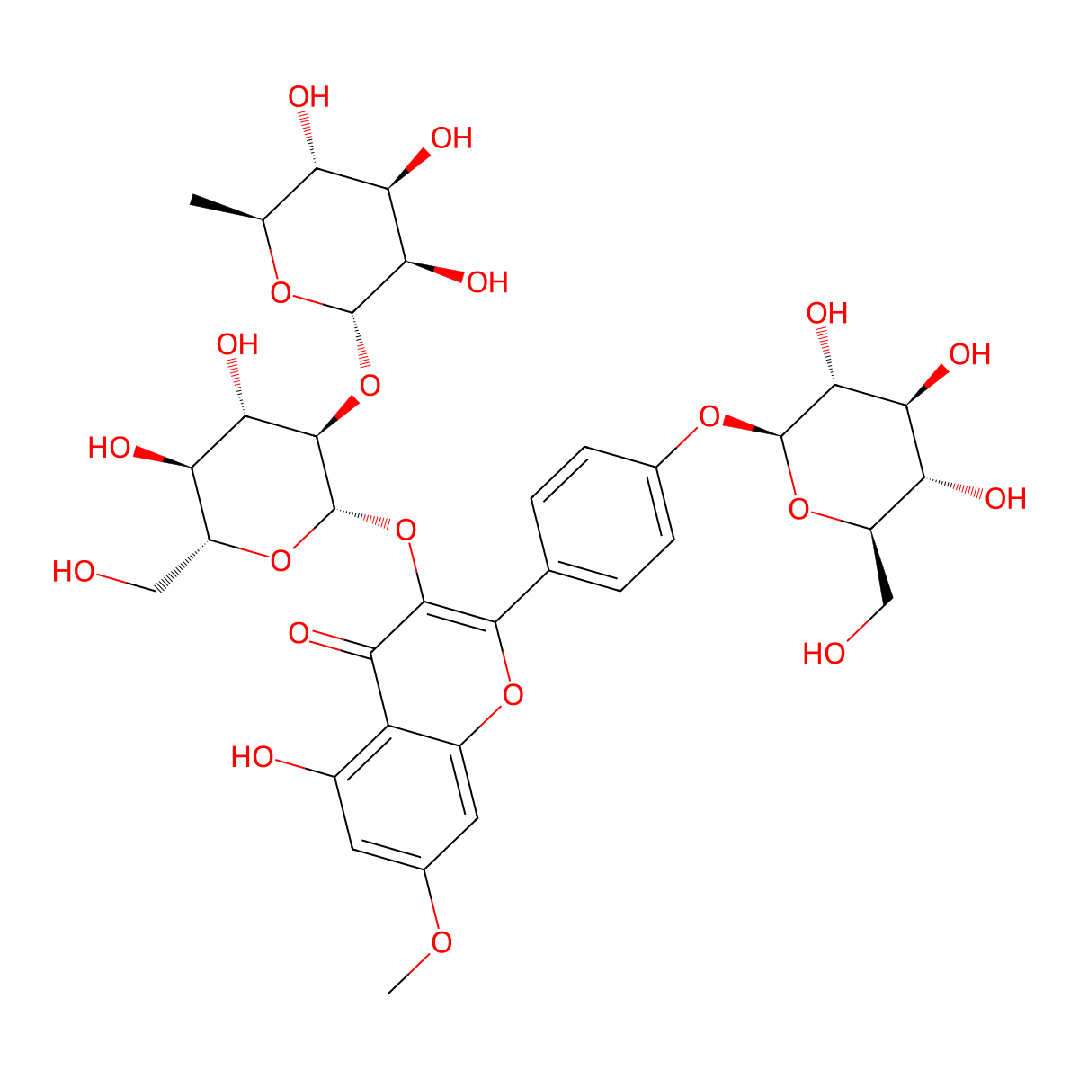 Rhamnocitrin-3-O-neohesperoside-4'-O-glucoside molecular structure, CAS 446276-95-5