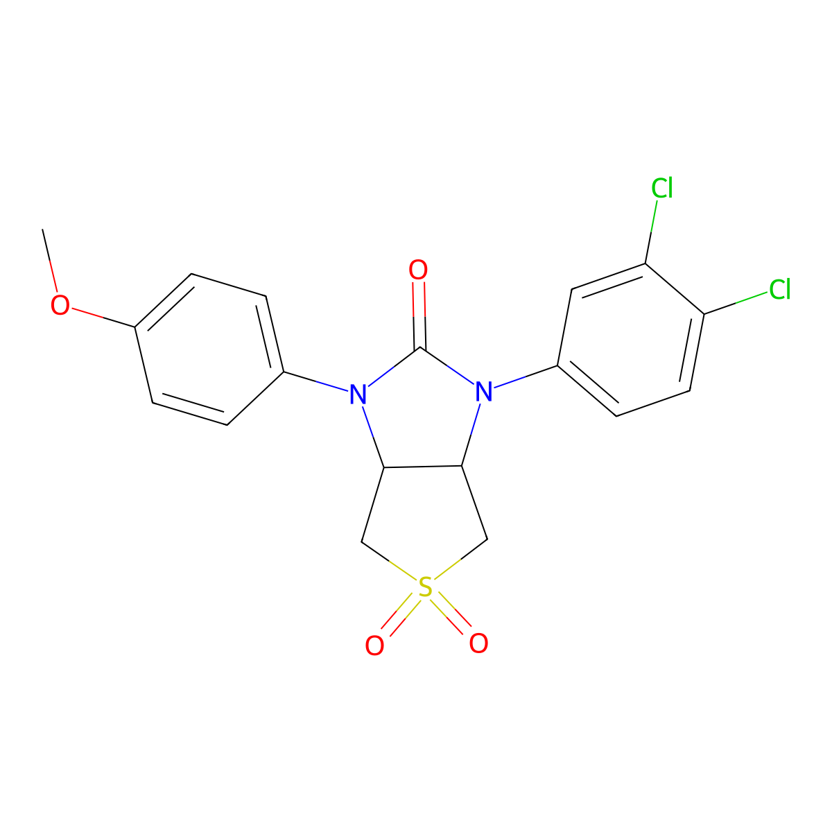 1-(3,4-dichlorophenyl)-3-(4-methoxyphenyl)tetrahydro-1H-thieno[3,4-d]imidazol-2(3H)-one 5,5-dioxide molecular structure, CAS 446277-47-0