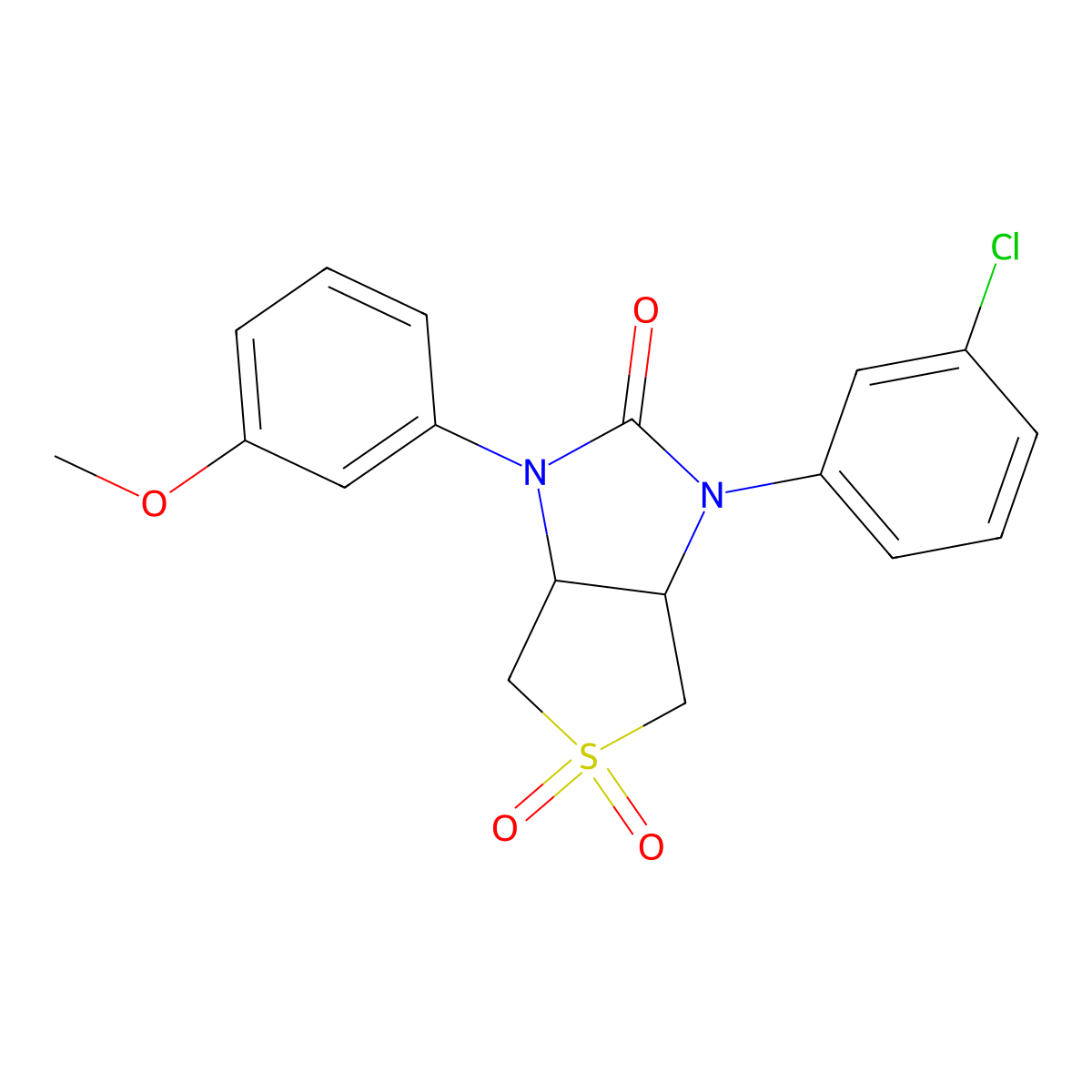 1-(3-chlorophenyl)-3-(3-methoxyphenyl)tetrahydro-1H-thieno[3,4-d]imidazol-2(3H)-one 5,5-dioxide molecular structure, CAS 446277-54-9