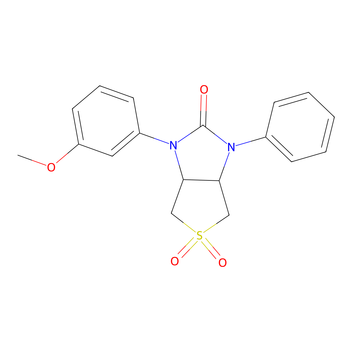 1-(3-methoxyphenyl)-3-phenyltetrahydro-1H-thieno[3,4-d]imidazol-2(3H)-one 5,5-dioxide molecular structure, CAS 446277-55-0
