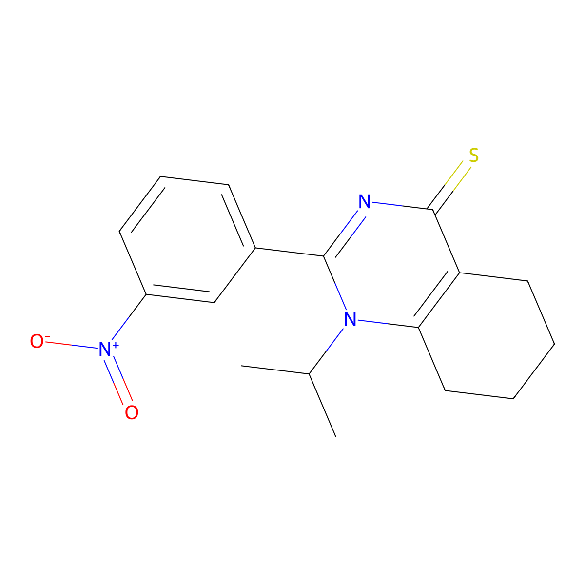 1-isopropyl-2-(3-nitrophenyl)-5,6,7,8-tetrahydroquinazoline-4(1H)-thione molecular structure, CAS 446277-60-7