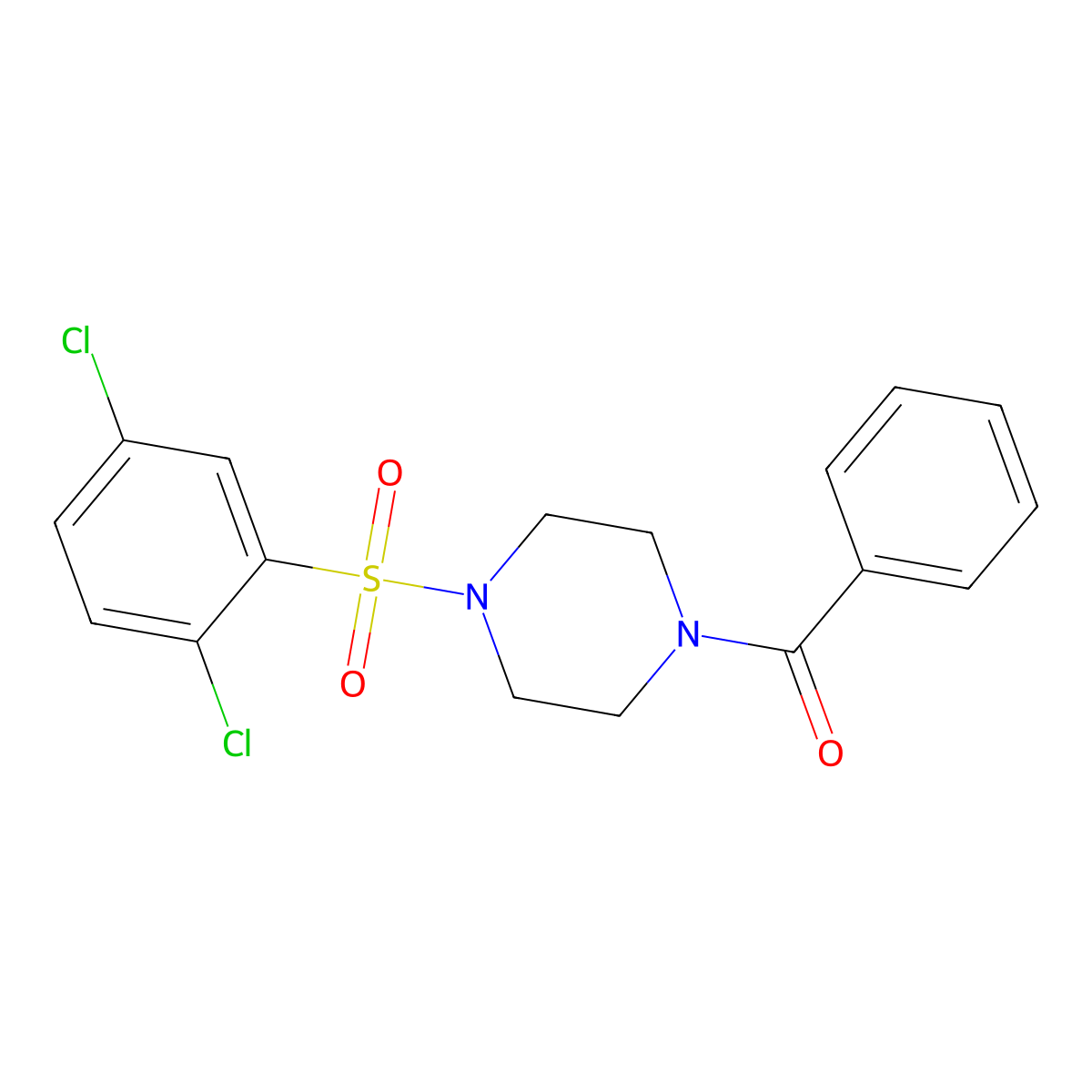 {4-[(2,5-Dichlorophenyl)sulfonyl]piperazino}(phenyl)methanone molecular structure, CAS 446277-99-2