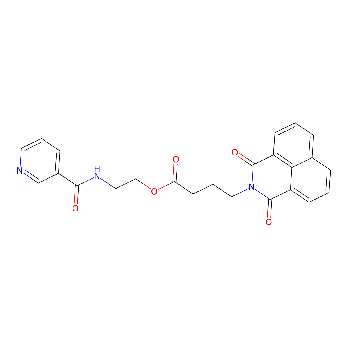 2-[(pyridin-3-ylcarbonyl)amino]ethyl 4-(1,3-dioxo-1H-benzo[de]isoquinolin-2(3H)-yl)butanoate molecular structure, CAS 446278-32-6