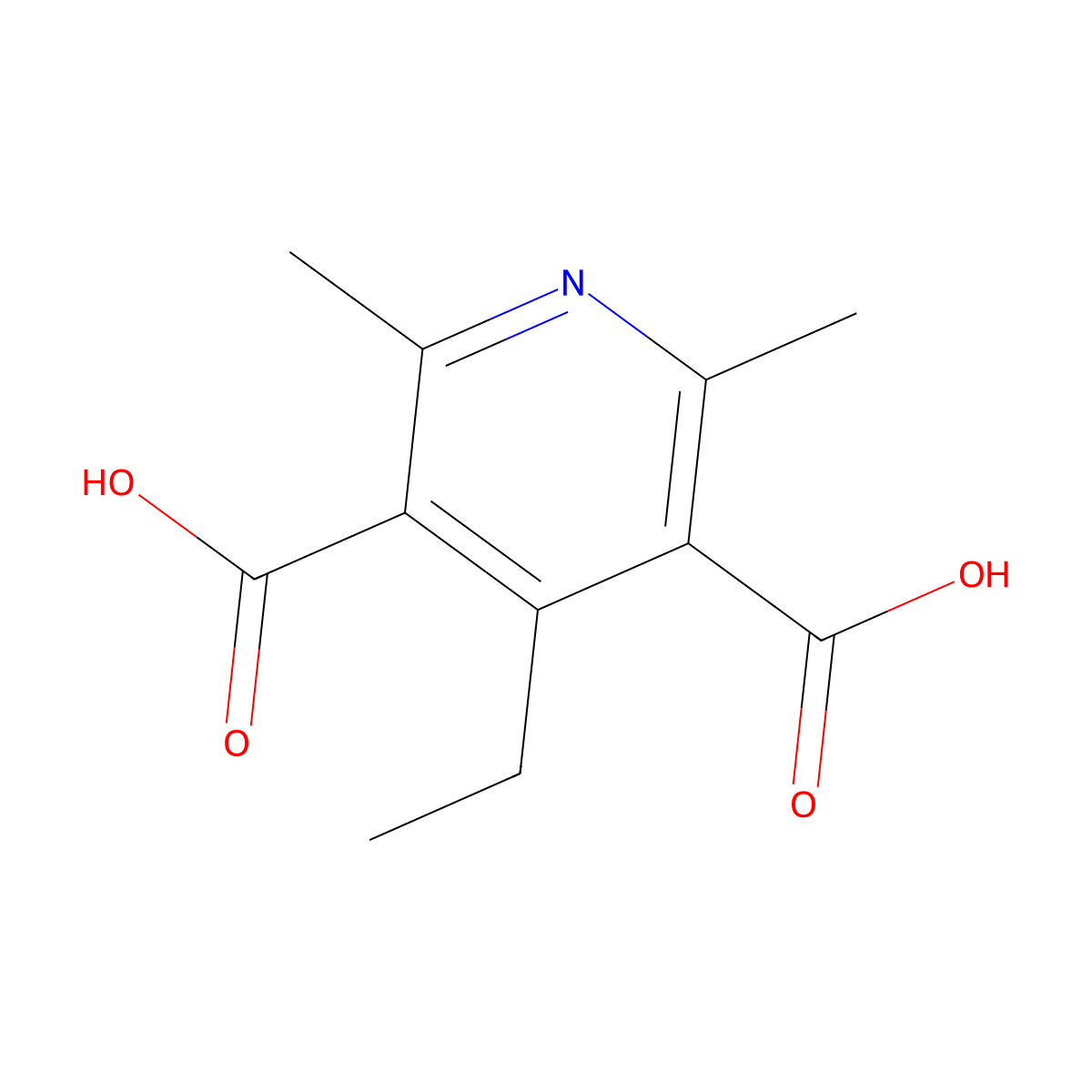 4-Ethyl-2,6-dimethylpyridine-3,5-dicarboxylic acid molecular structure, CAS 446278-54-2